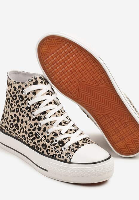 Panterkowe Trampki z Wysoką Tłoczoną Cholewką Willevia