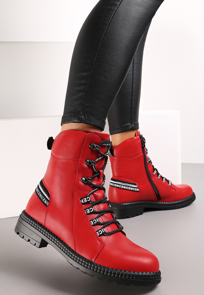 Czerwone Botki z Taśmą Workery Ardesa