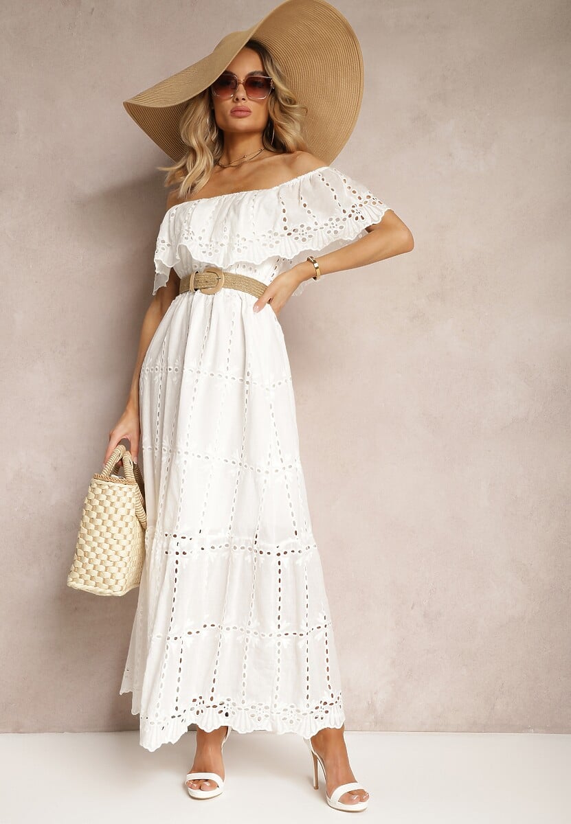 Różowa Rozkloszowana Sukienka z Falbankami Typu Hiszpanka Vianelle