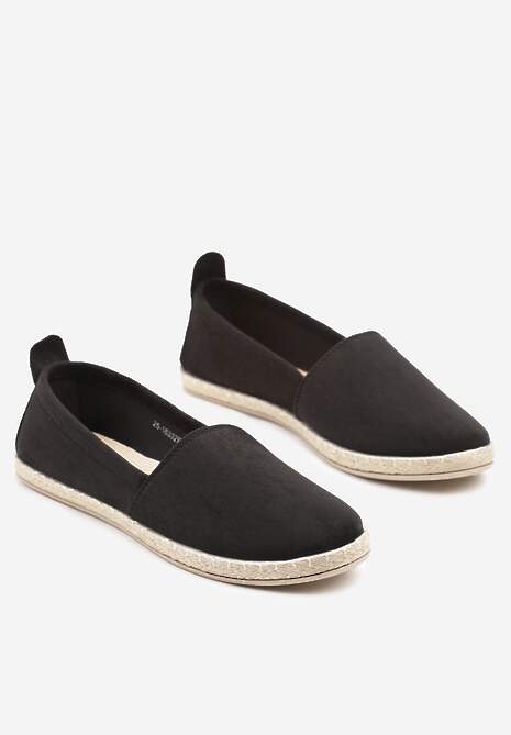 Czarne Płaskie Espadryle z Plecionką na Podeszwie Julietae