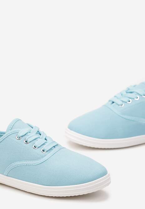 Niebieskie Klasyczne Sznurowane Tenisówki na Płaskiej Podeszwie Efona