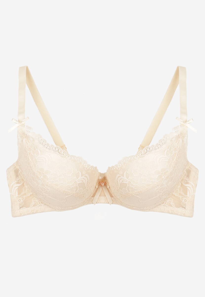 Beżowy Biustonosz z Usztywnionymi Miseczkami i Regulowanymi Ramiączkami Tinaloria