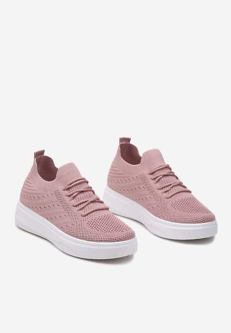 Różowe Buty Sportowe z Cholewką w Skarpetkowym Stylu Timotta