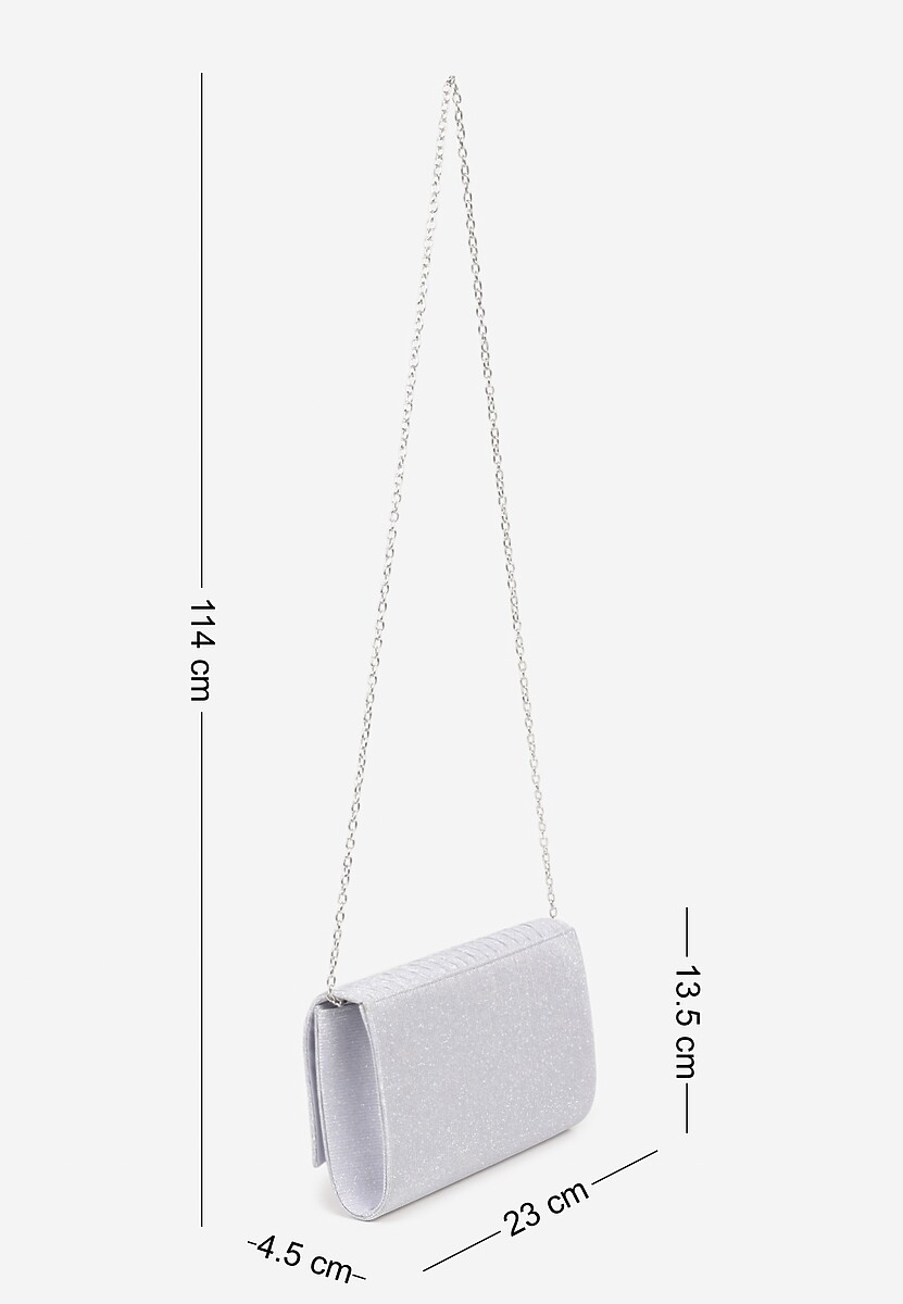 Srebrna Asymetryczna Torebka Kopertówka na Łańcuszku z Aplikacją Giattalia