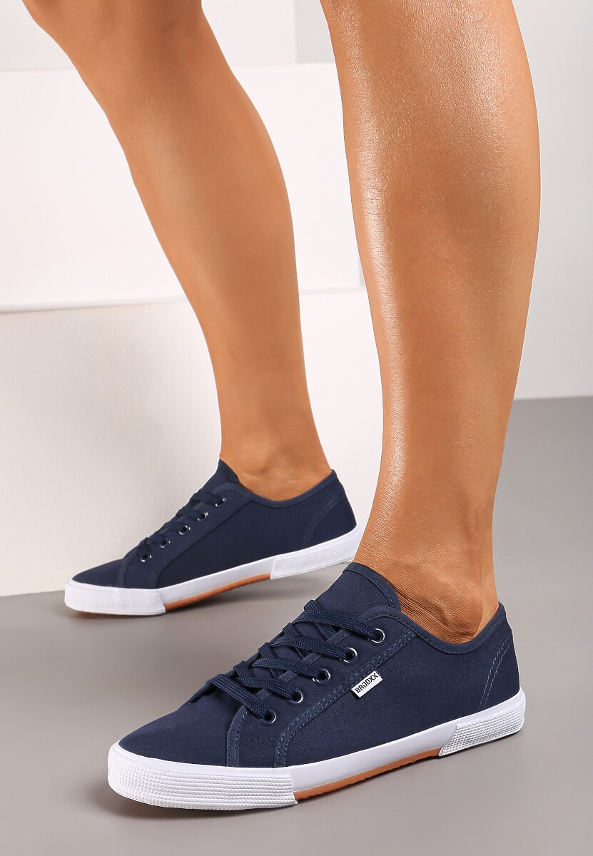 Granatowe Tenisówki Zdobione Przeszyciami Rhaerose