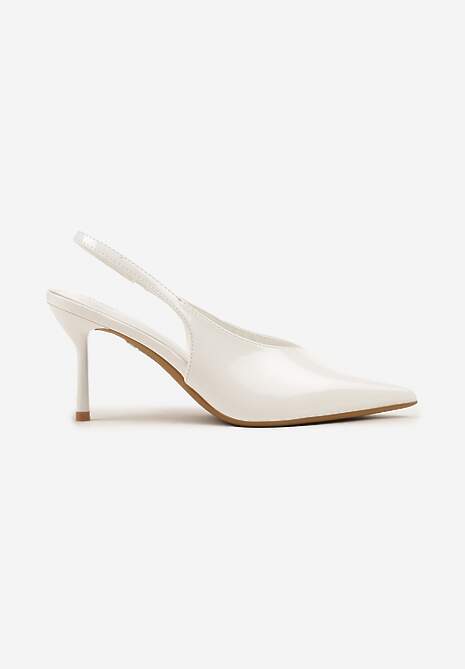 Białe Czółenka Sandały Slingback Vices na Obcasie Typu Szpilka Tilionea