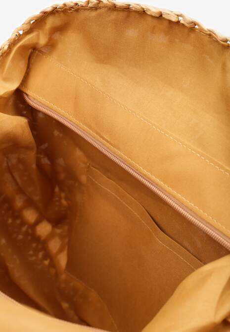 Ciemnobeżowa Boho Torebka z Plecionki z Dwoma Uchwytami Zapinana na Suwak Saiph