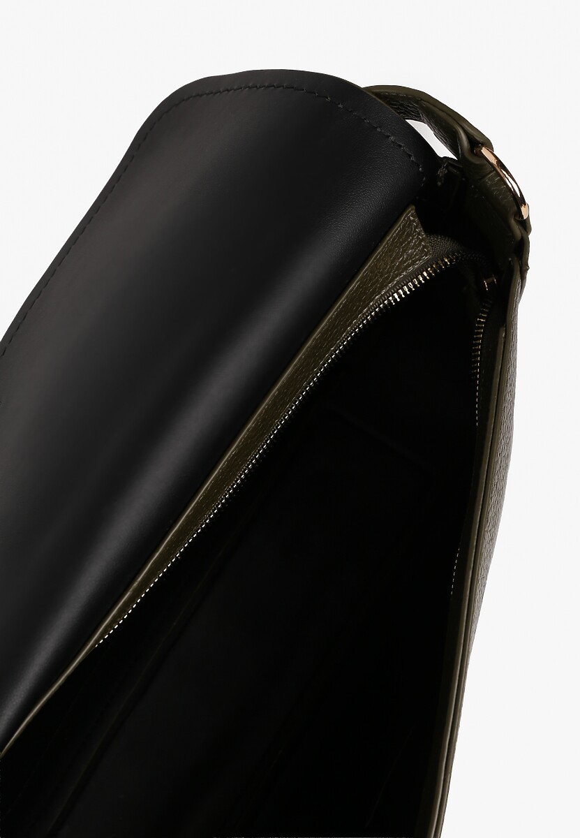 Ciemnozielona Torebka Prostokątna na Ramię Ozdobiona Metaliczną Aplikacją Aderrive