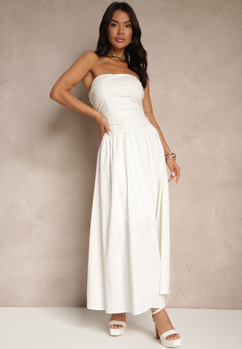 Biała Koktajlowa Bawełniana Sukienka Bodycon Filitera