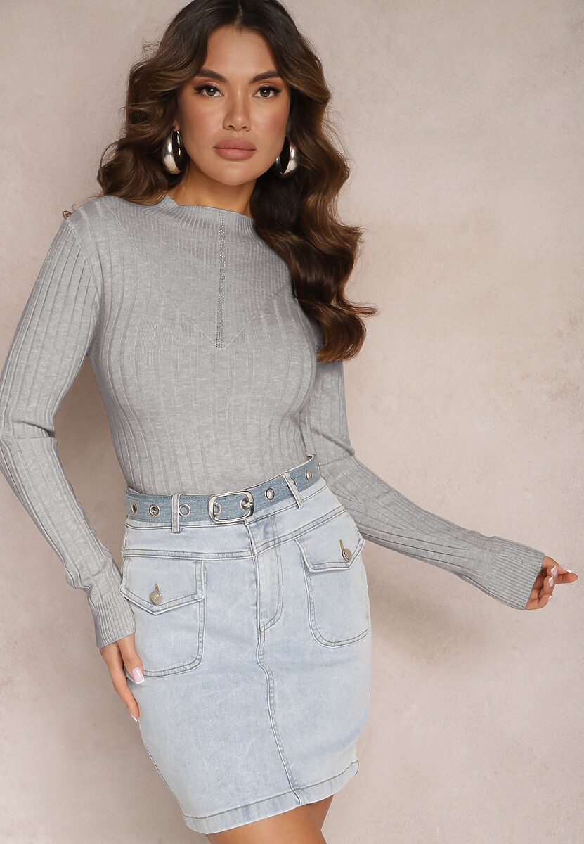 Zielony Prążkowany Golf z Cyrkoniami Munize