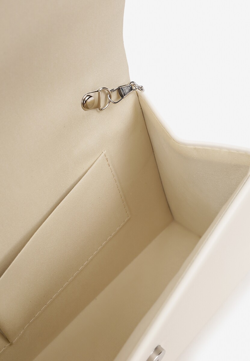 Biała Wieczorowa Torebka o Prostokątnym Kształcie z Rączką i Klapą Zarissae