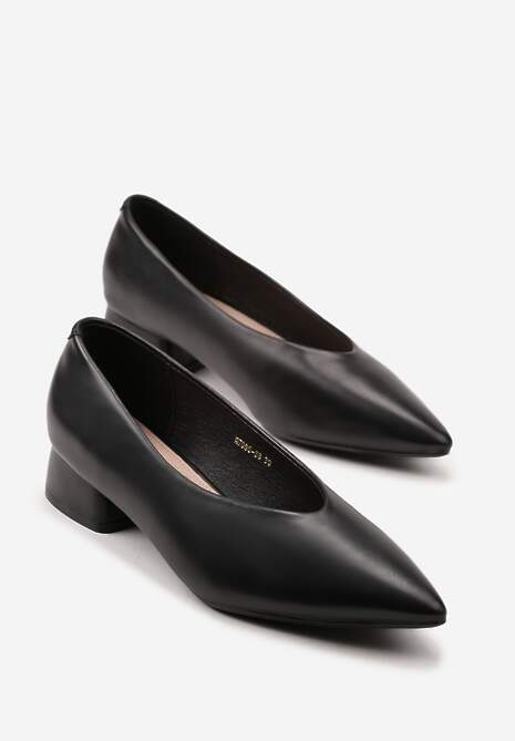 Czarne Czółenka na Słupku Vices ze Skórzaną Wkładką Alinire