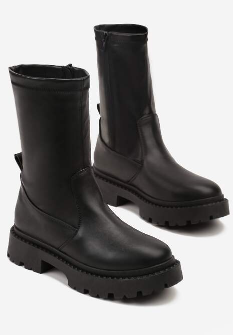 Czarne Dopasowane Botki Vices na Platformie w Stylu Grunge Jillie