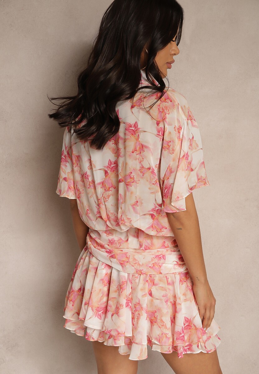 Różowa Sukienka z Falbankami Liravine