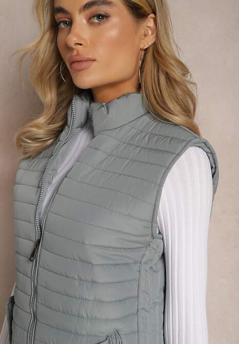 Miętowa Kamizelka Bezrękawnik z Klasycznym Pikowaniem Catilla