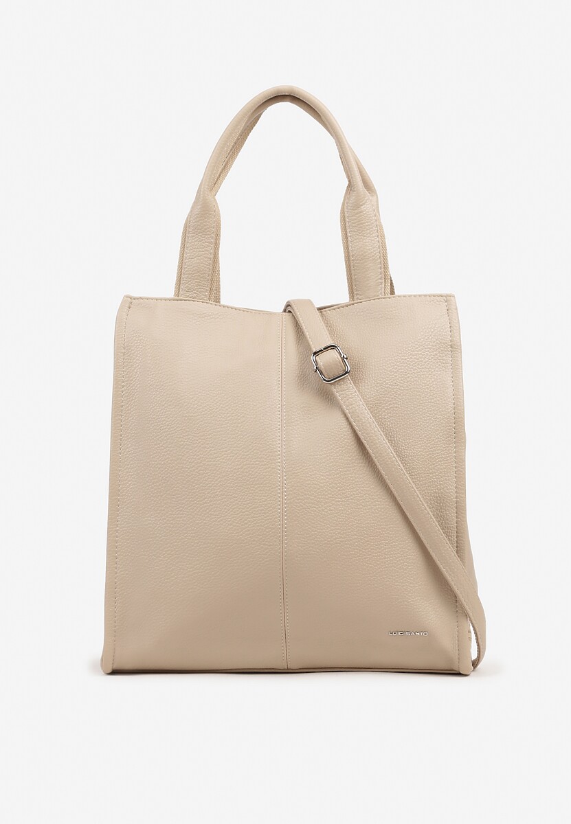 Ciemnobeżowa Duża Torebka Shopper Tote z Regulowanym Paskiem Sorielleza