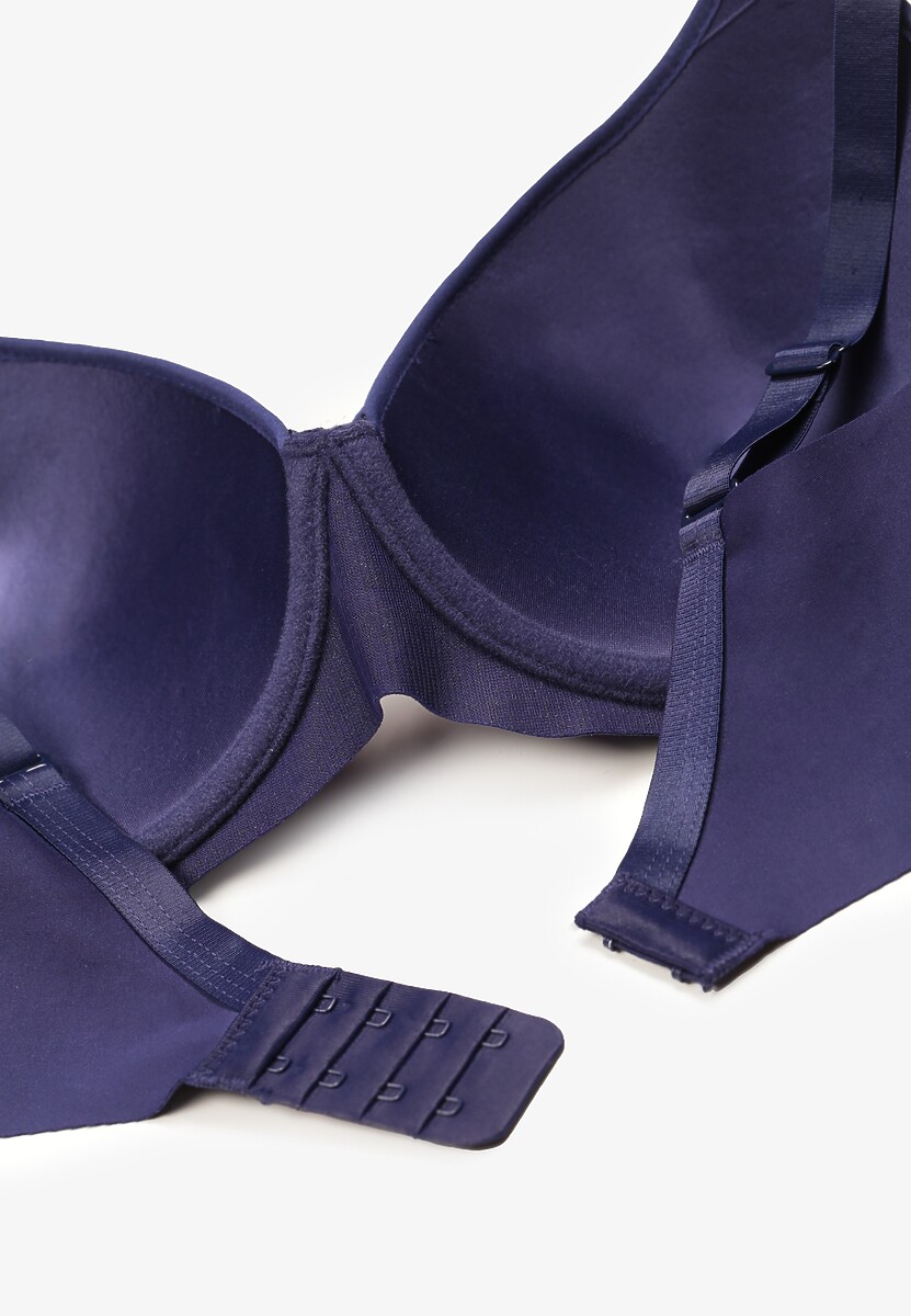 Granatowo-Fuksjowy Biustonosz z Miseczkami Full Cup i Koronką Timapel