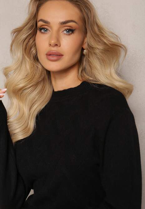 Czarny Sweter Klasyczny z Miękkiej Dzianiny Afonna