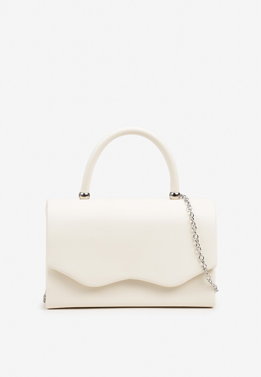 Biała Wieczorowa Torebka o Prostokątnym Kształcie z Rączką i Klapą Zarissae