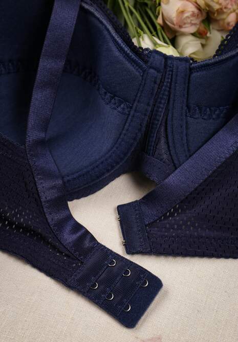 Granatowy Gładki Biustonosz z Cienkimi Ramiączkami Corinthia