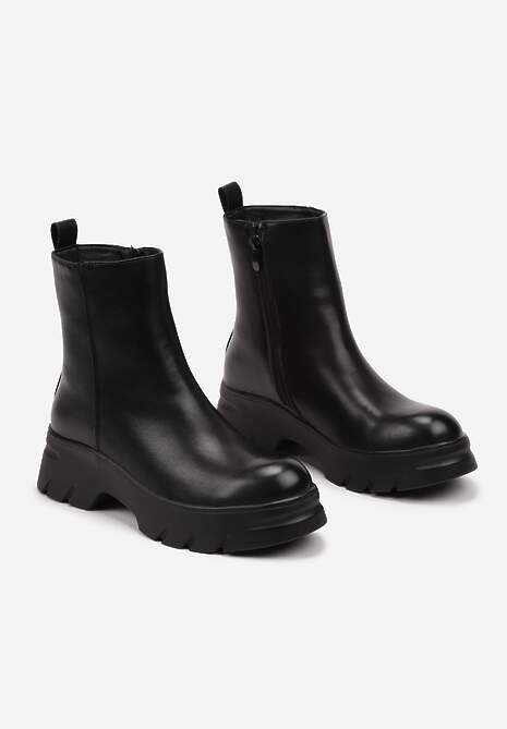 Czarne Płaskie Botki z Ociepleniem Hanalen