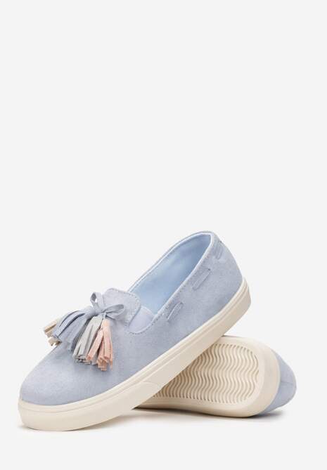 Jasnoniebieskie Półbuty z Chwostami na Grubej Podeszwie Melana