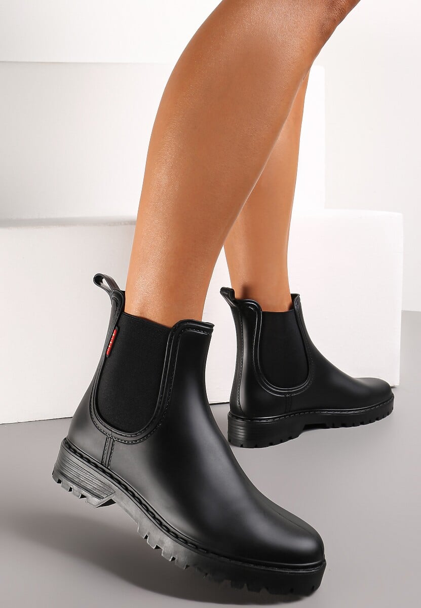 Beżowe Płaskie Kalosze w Stylu Sztybletów Ovli