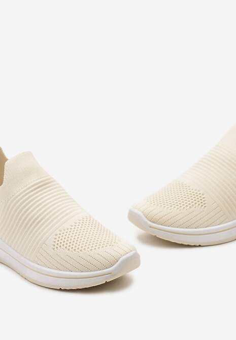 Beżowe Buty Sportowe ze Skarpetkową Cholewką Przed Kostkę Taalina