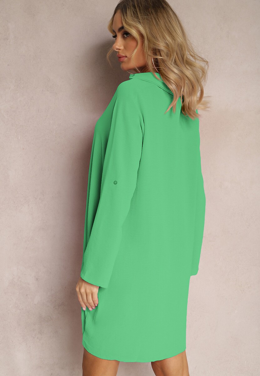 Zielona Rozkloszowana Sukienka Koszulowa Kloeria