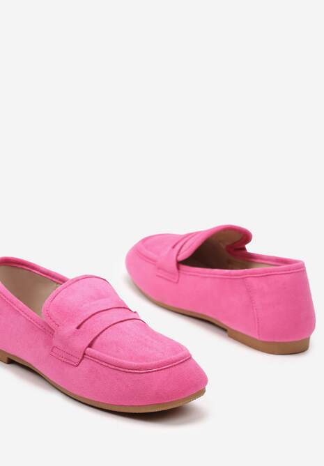 Fuksjowe Casualowe Wsuwane Mokasyny na Płaskiej Podeszwie z Ozdobnym Elementem na Przodzie Janesstia