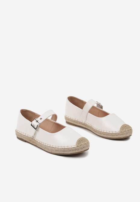 Białe Espadryle z Plecionką i Paskiem Galvesis