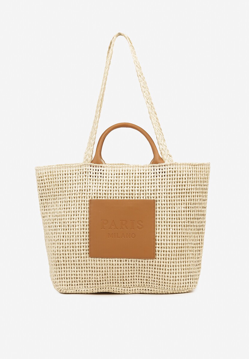 Czarna Plażowa Torebka Shopper Ozdobiona Plecionką Madelli