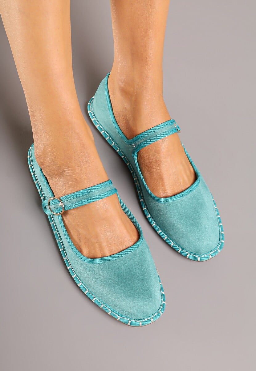 Zielone Balerinki Espadryle z Przeszyciami i Paskiem Firionea