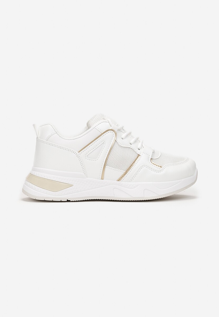 Białe Sneakersy na Ozdobnej Podeszwie ze Sznurowaniem Clarie