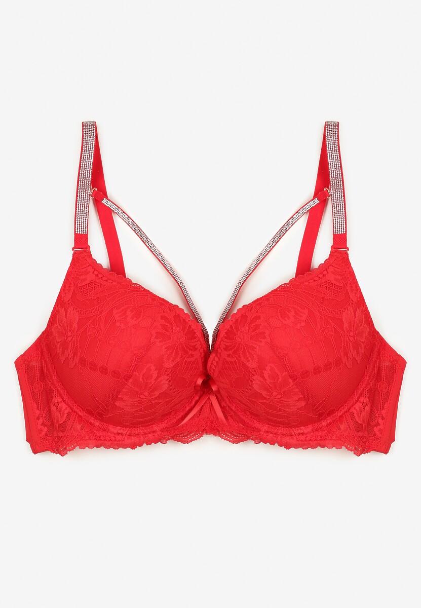 Czerwony Koronkowy Biustonosz Ozdobiony Kokardą Falzedia