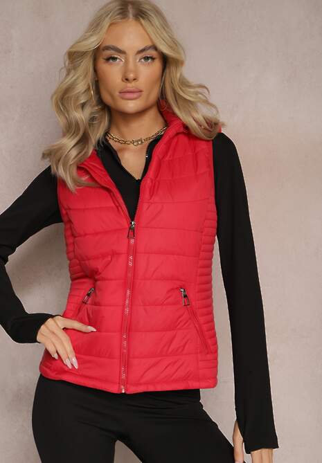 Czerwona Kamizelka z Kapturem Pikowana Chela