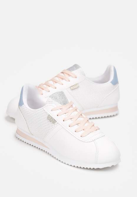 Białe Sneakersy z Przeszyciami Phyrise