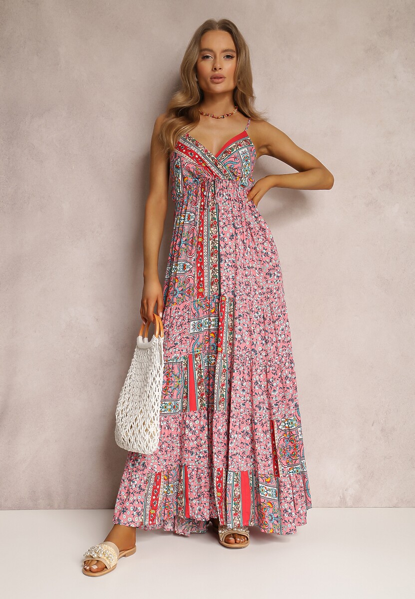 Różowa Sukienka z Wiskozy Fihi