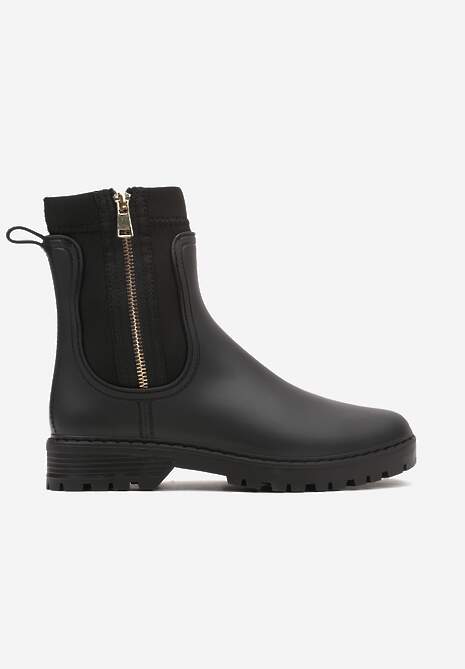 Czarne Kalosze z Elastyczną Cholewką i Suwakiem Seidle