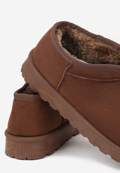 Brązowe Niskie Śniegowce o Wsuwanym Fasonie Alodra