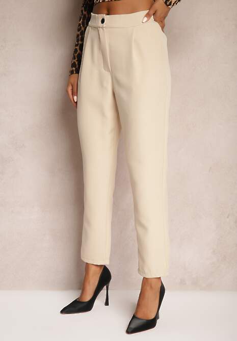 Beżowe Spodnie Cygaretki Zalko