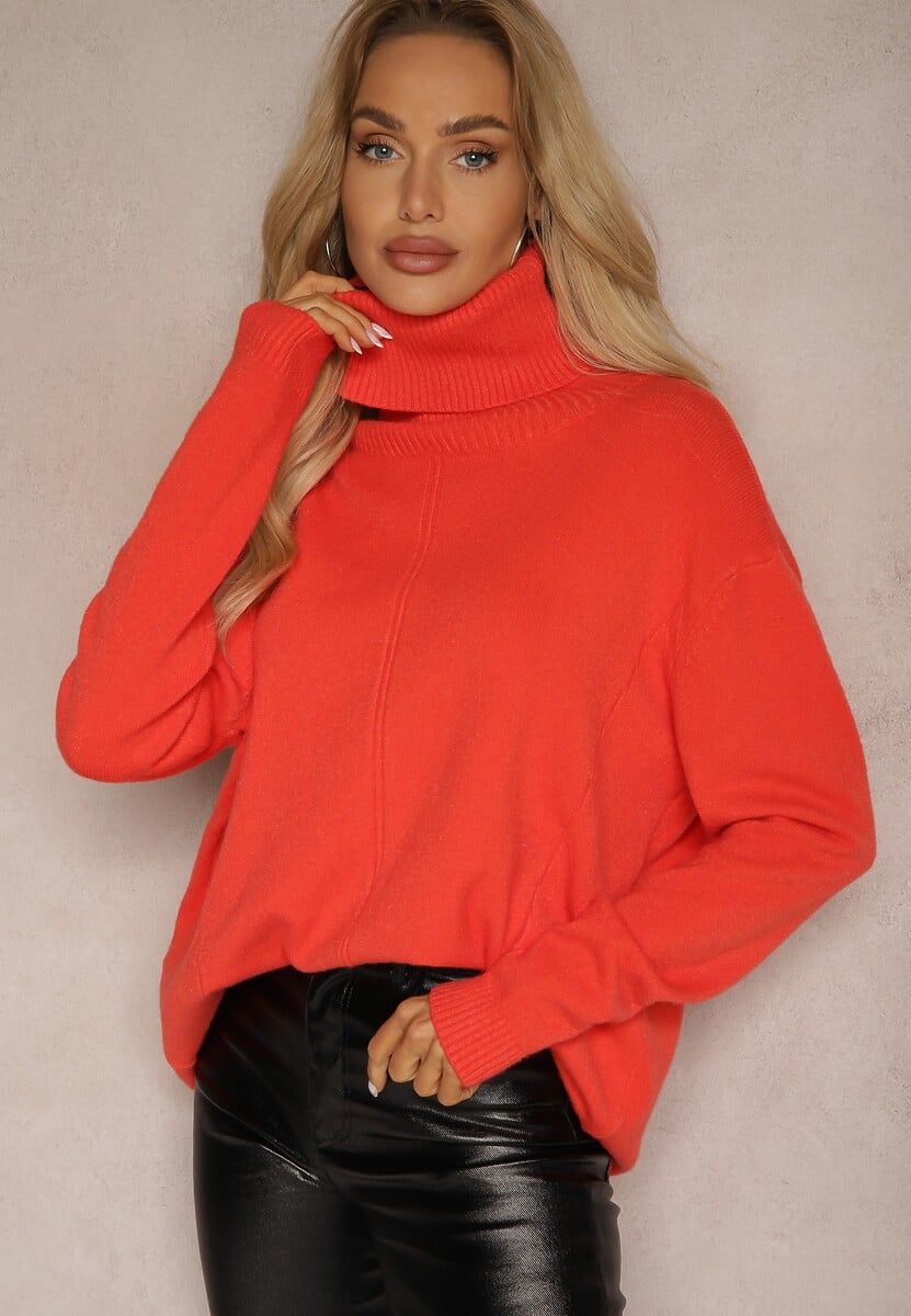 Pomarańczowy Golf o Fasonie Klasycznego Swetra z Domieszką Kaszmiru Rorilaine