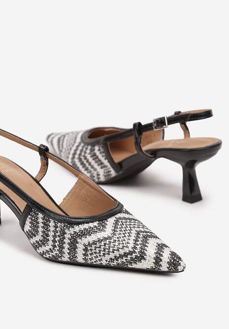 Czarne Plecione Sandały na Kaczuszce z Noskiem w Szpic Gonalith