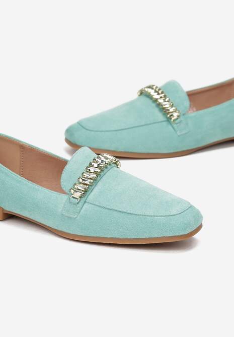 Zielone Mokasyny z Paskiem z Cyrkonii Efanos