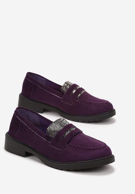 Fioletowe Mokasyny z Językiem w Cyrkonie Aniha