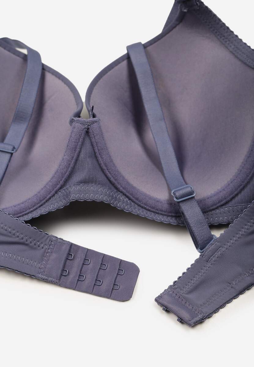 Granatowy Gładki Biustonosz o Klasycznym Fasonie Arriethia