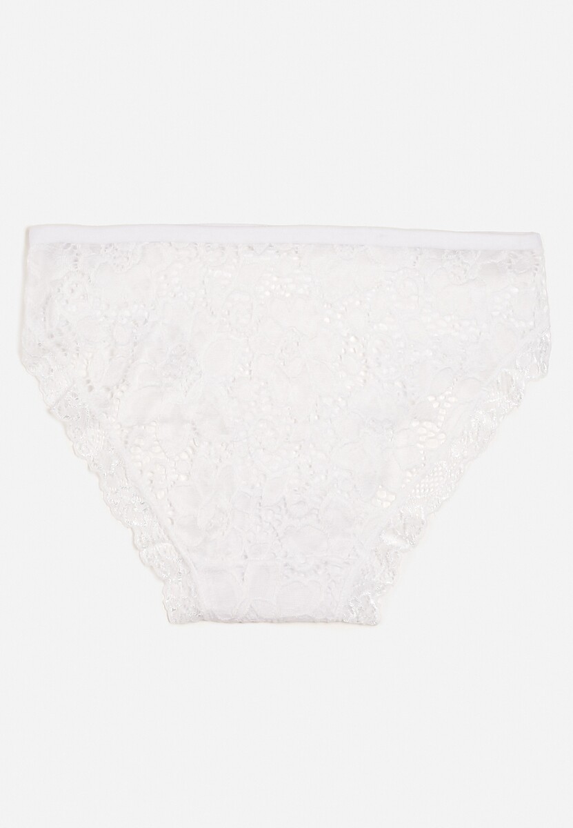 Białe Bawełniane Majtki Figi Ozdobione Koronką Vleova