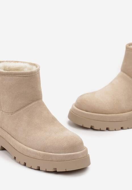 Beżowe Botki Śniegowce na Platformie Nigvale
