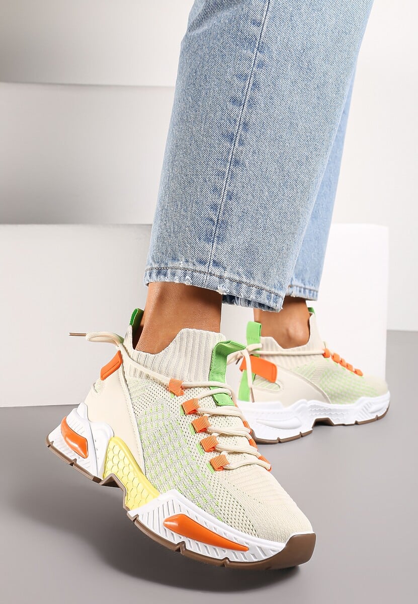 Czarne Sneakersy Sportowe na Grubej Podeszwie ze Skarpetkową Cholewką Xille