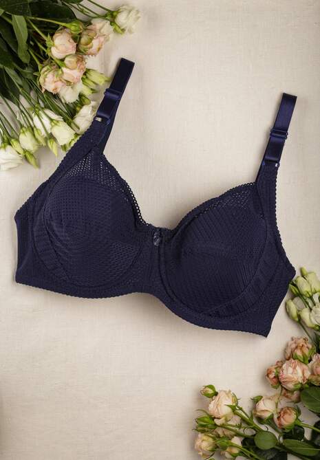 Granatowy Gładki Biustonosz z Cienkimi Ramiączkami Corinthia